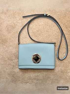 Kate Spade Light Blue Crossbody Bag with Gold Turnlock